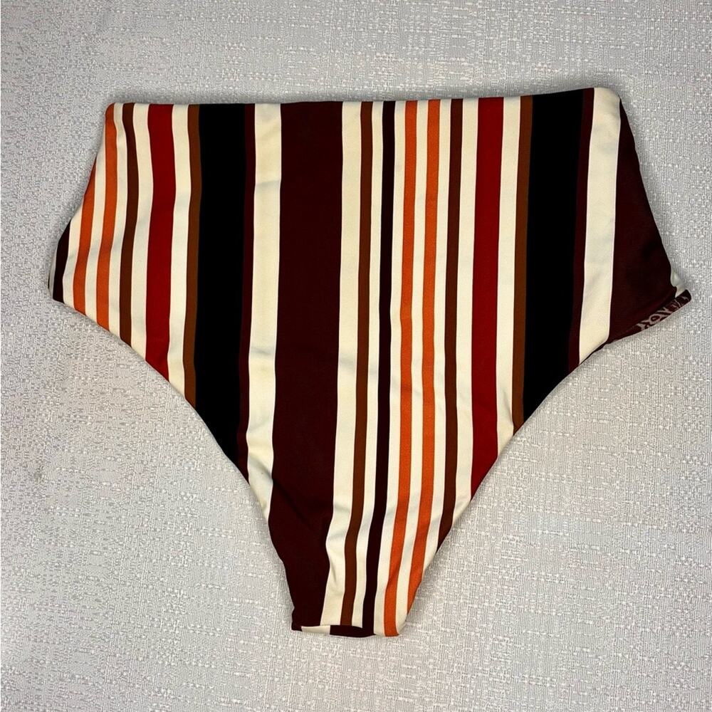 Maaji Floral High-Waisted Swim Bottom - Burgundy and Cream reversible - Picture 4 of 5
